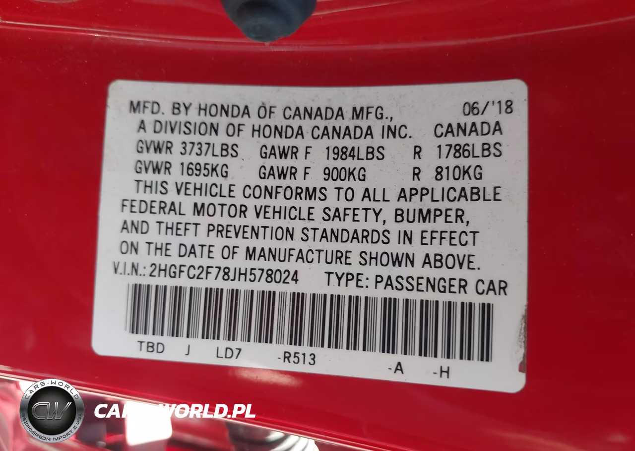 2018 Honda Civic Ex VIN:2HGFC2F78JH578024 - 9
