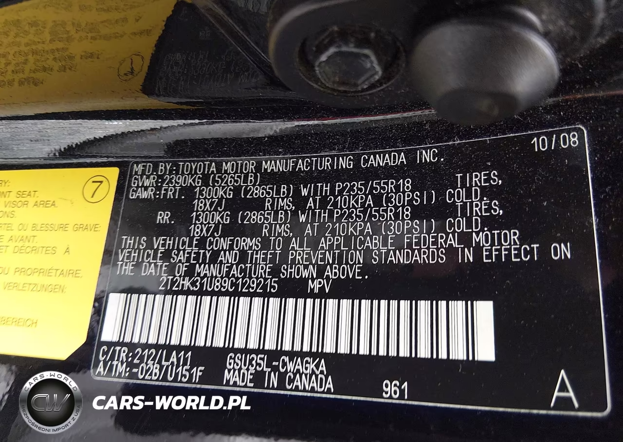 2009 Lexus Rx 350 VIN:2T2HK31U89C129215 - 9