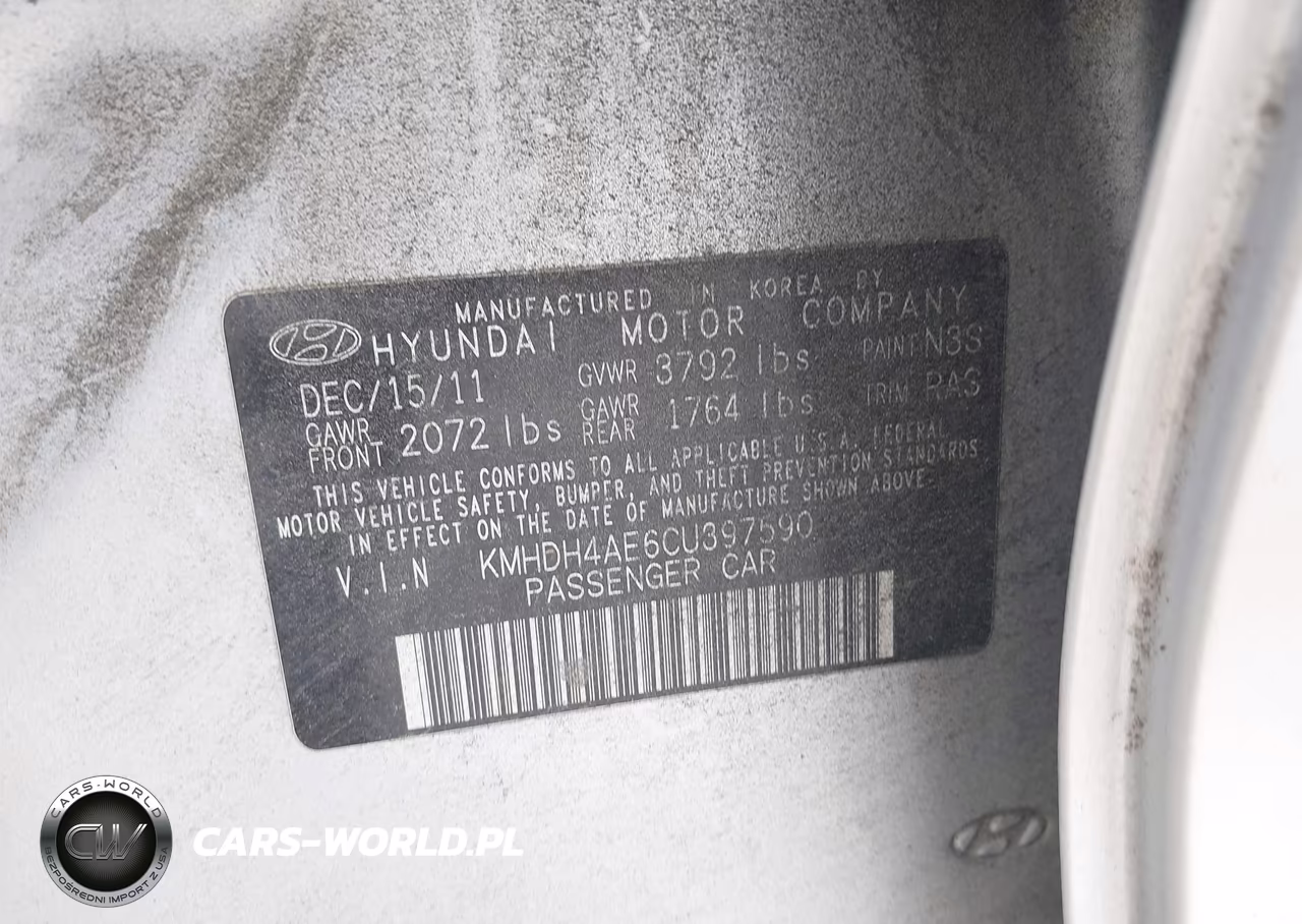 2012 Hyundai Elantra Gls (Ulsan Plant) VIN:KMHDH4AE6CU397590 - 9