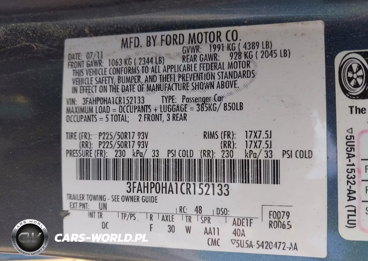 2012 Ford Fusion Se VIN:3FAHP0HA1CR152133 - 9
