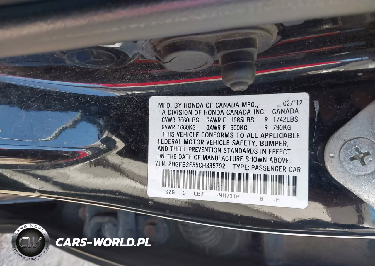 2012 Honda Civic Lx VIN:2HGFB2F55CH335792 - 9