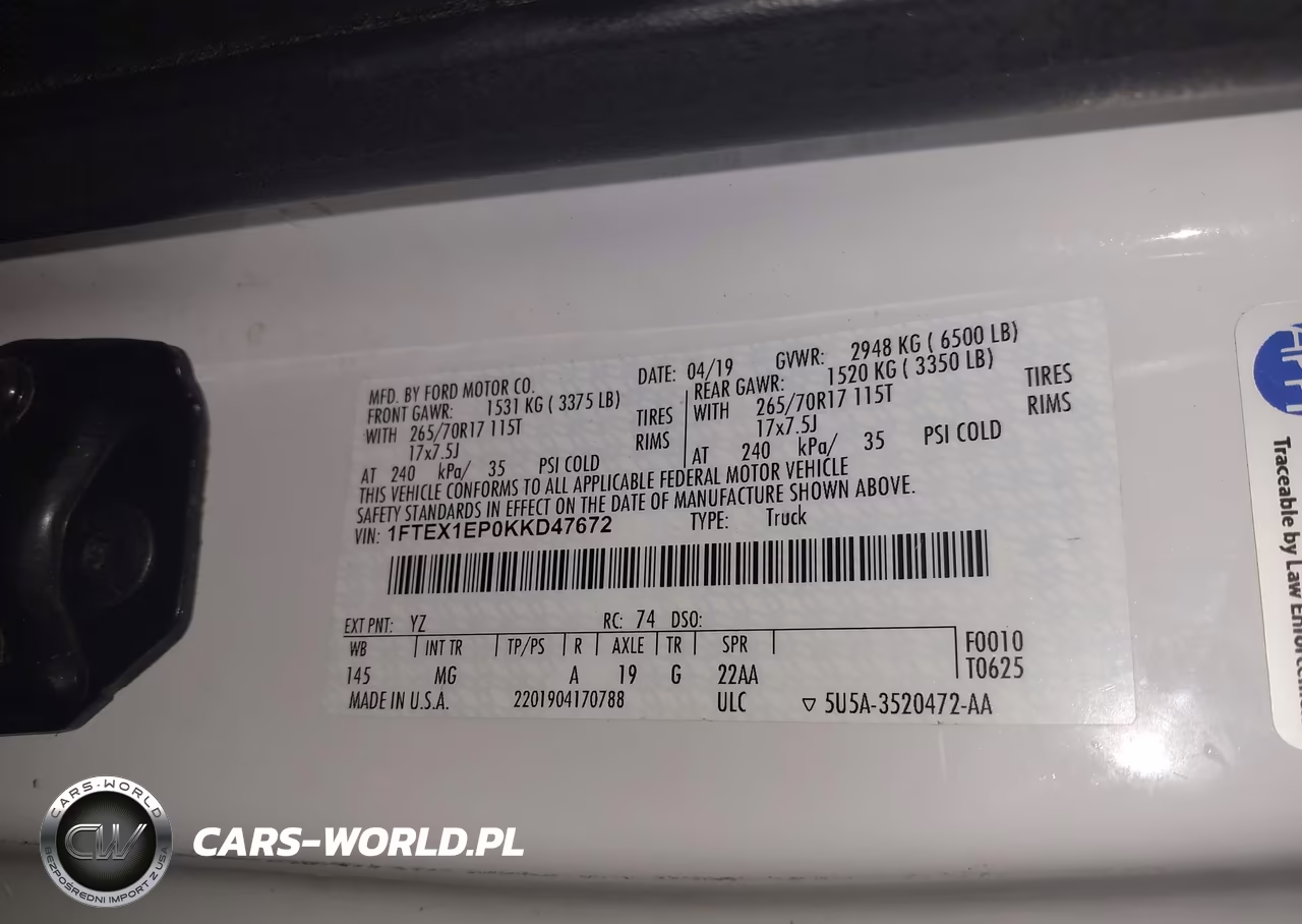 2019 Ford F-150 Xlt VIN:1FTEX1EP0KKD47672 - 9