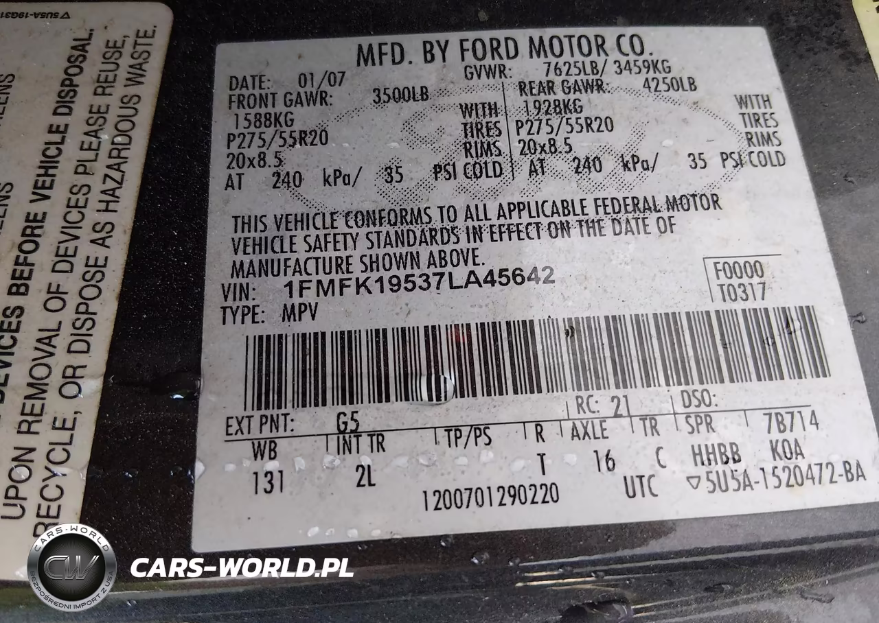 2007 Ford Expedition El Limited VIN:1FMFK19537LA45642 - 9