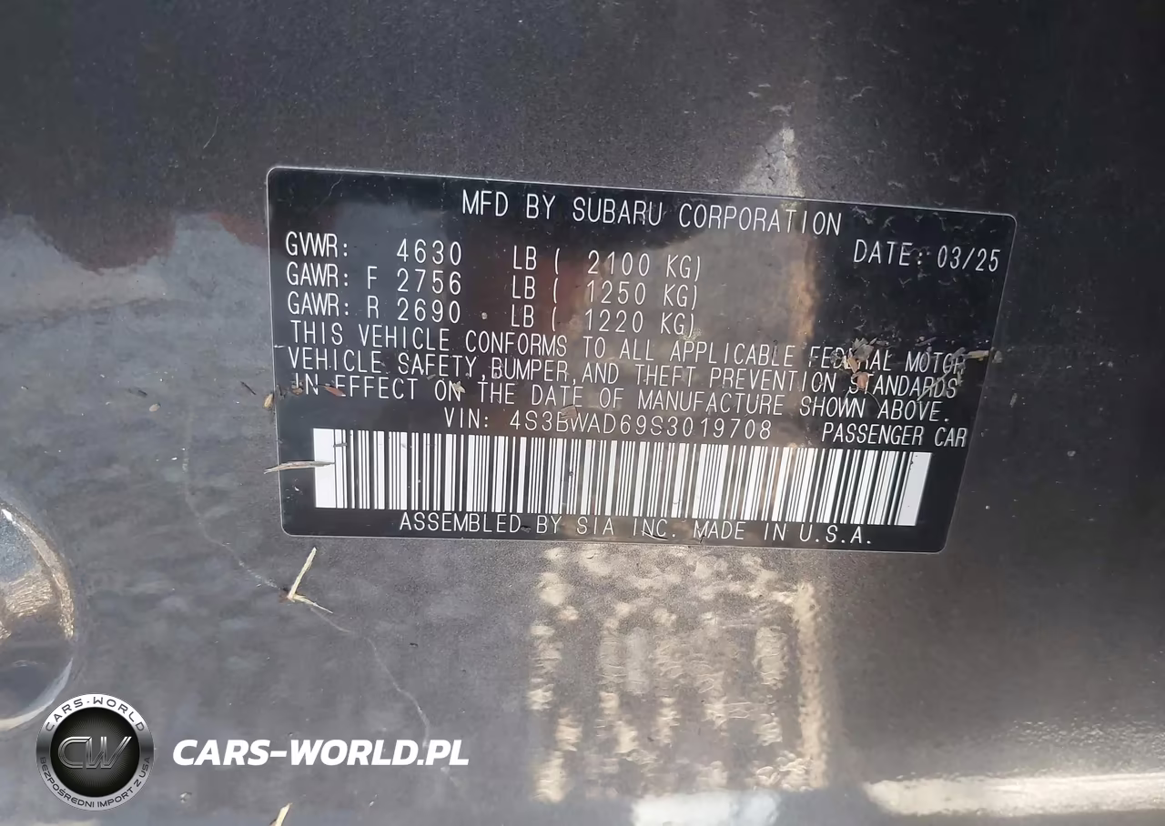 2025 Subaru Legacy Premium VIN:4S3BWAD69S3019708 - 9