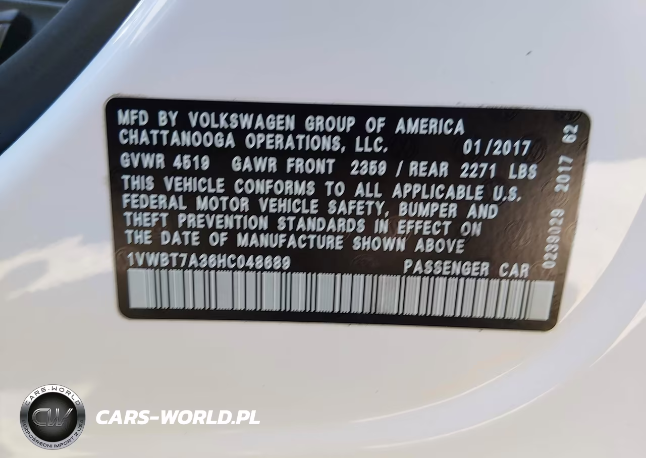 2017 Volkswagen Passat 1.8T Se VIN:1VWBT7A36HC048689 - 9