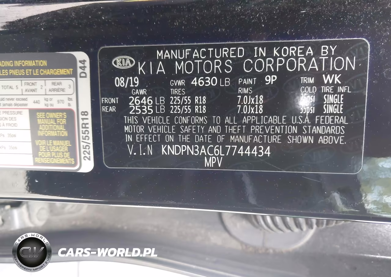 2020 Kia Sportage Ex VIN:KNDPN3AC6L7744434 - 9