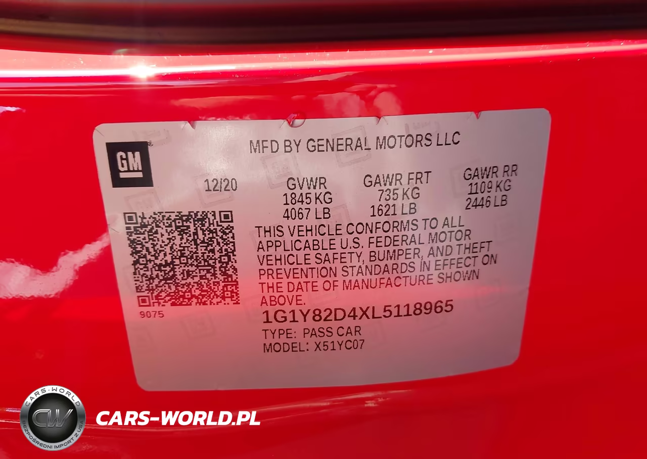 2020 Chevrolet Corvette Stingray Rwd 3Lt VIN:1G1Y82D4XL5118965 - 9