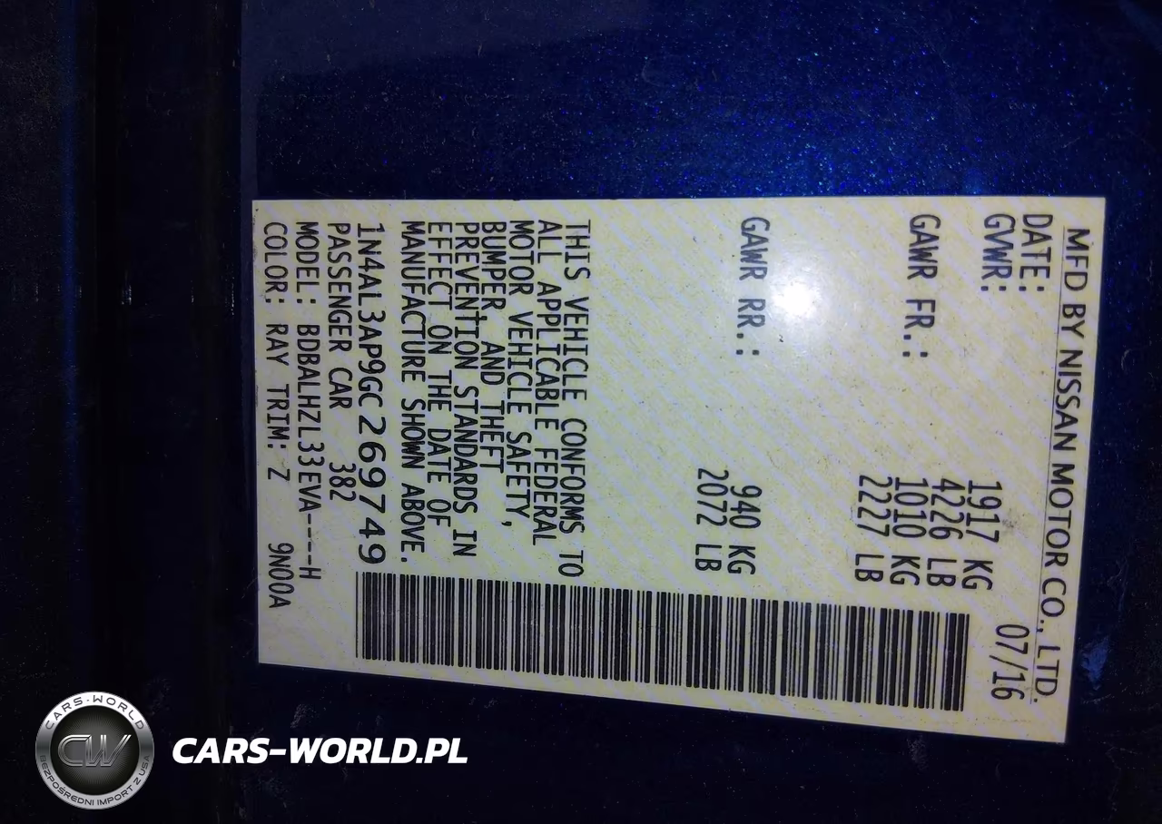 2016 Nissan Altima 2.5 Sr VIN:1N4AL3AP9GC269749 - 9