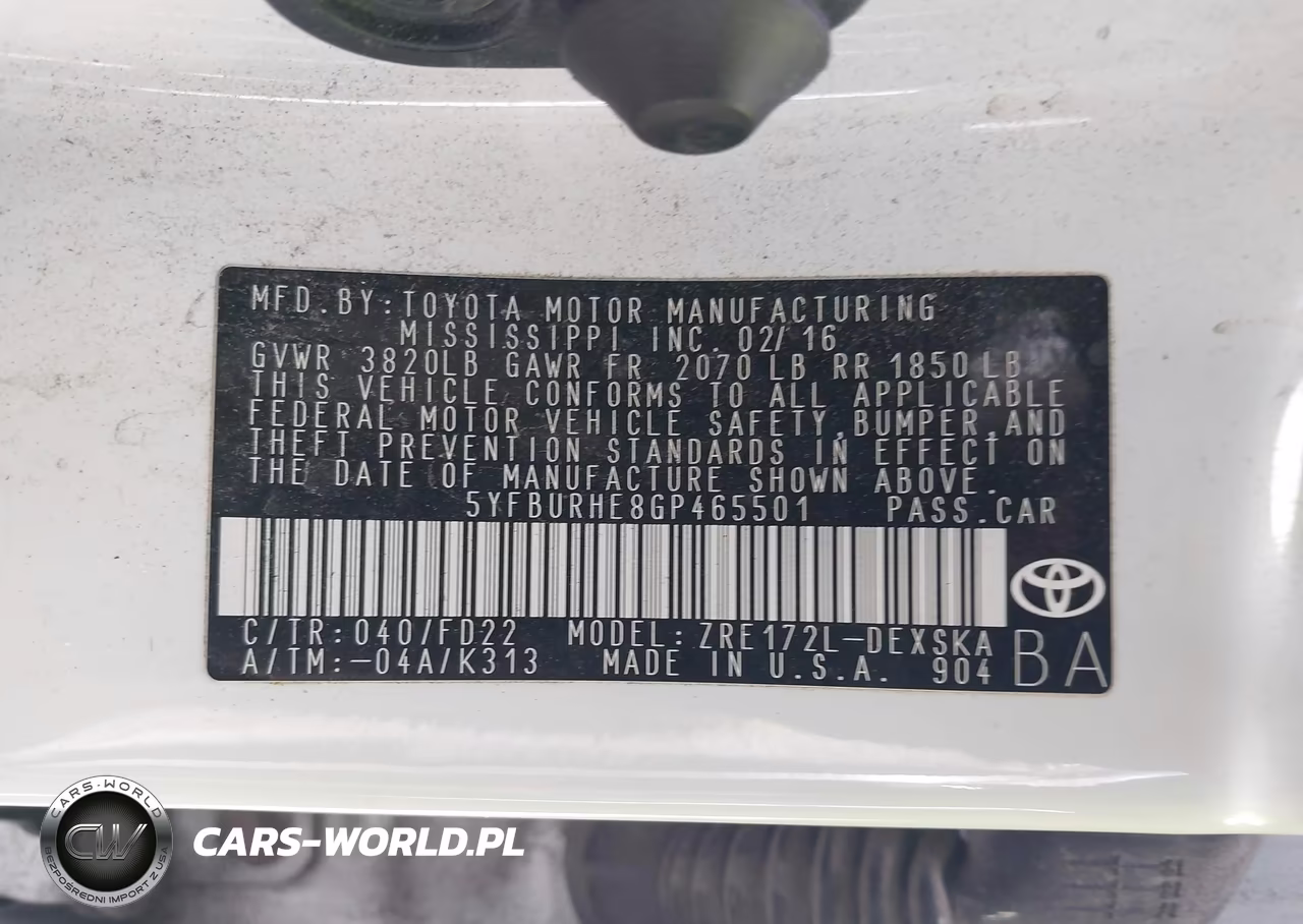 2016 Toyota Corolla S Plus VIN:5YFBURHE8GP465501 - 9