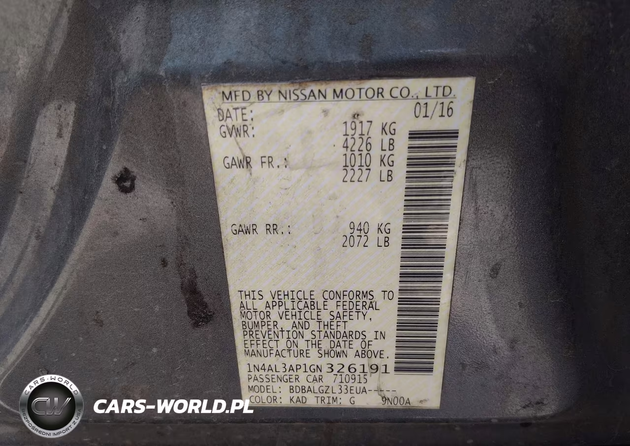 2016 Nissan Altima 2.5-2.5 S-2.5 Sl-2.5 Sr-2.5 Sv VIN:1N4AL3AP1GN326191 - 9