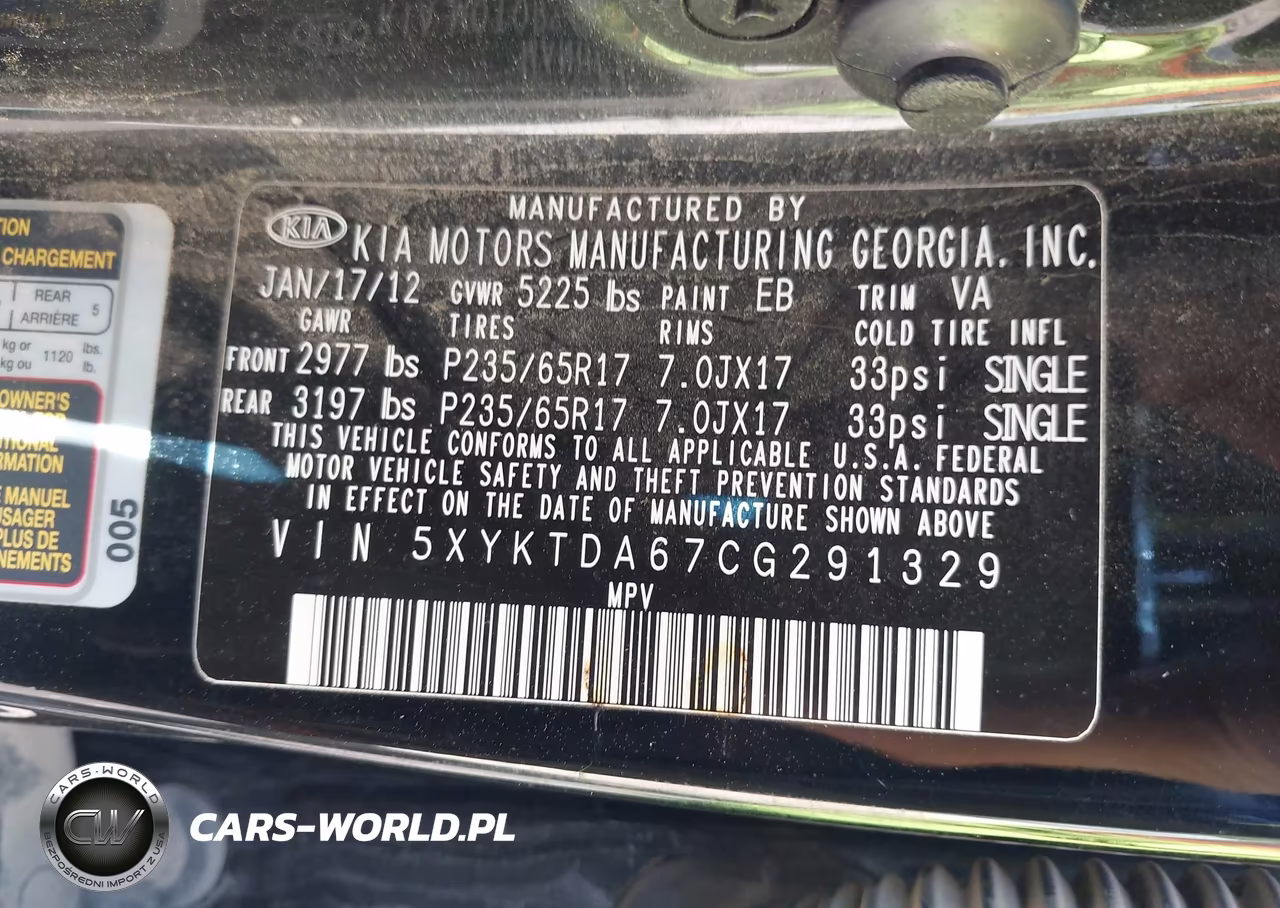 2012 Kia Sorento Lx VIN:5XYKTDA67CG291329 - 9