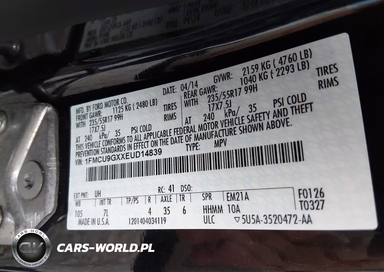 2014 Ford Escape Se VIN:1FMCU9GXXEUD14839 - 9