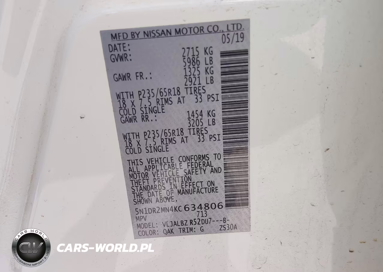 2019 Nissan Pathfinder S VIN:5N1DR2MN4KC634806 - 9