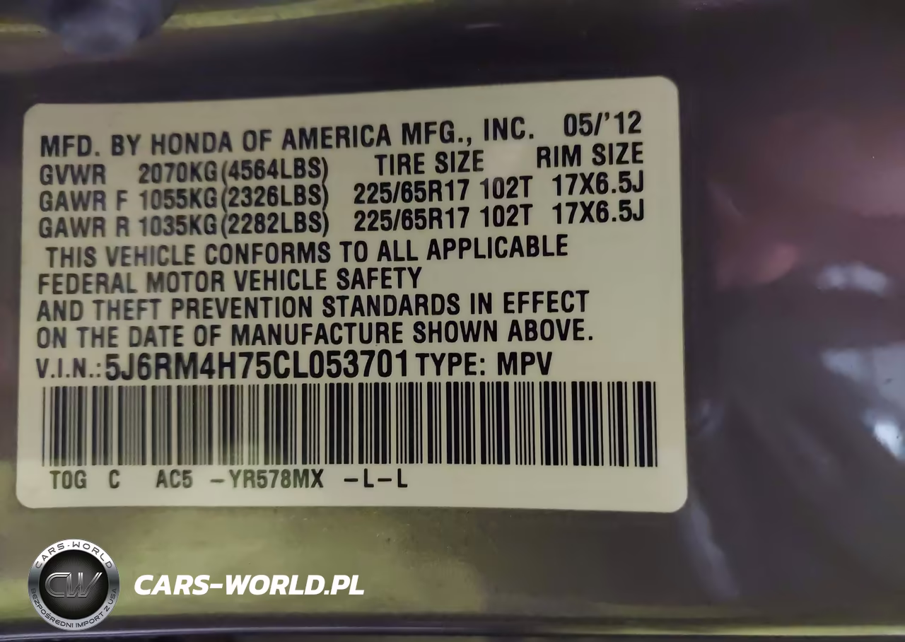 2012 Honda Cr-V Ex-L VIN:5J6RM4H75CL053701 - 9