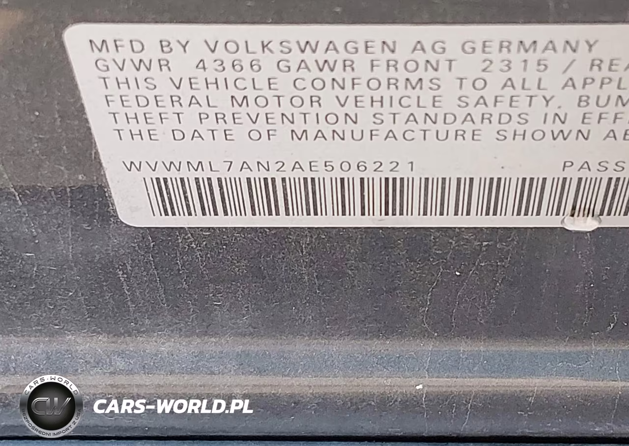 2010 Volkswagen Cc Sport VIN:WVWML7AN2AE506221 - 9