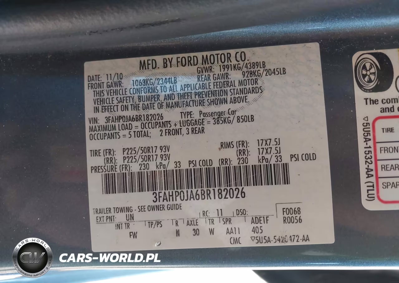 2011 Ford Fusion Sel VIN:3FAHP0JA6BR182026 - 9