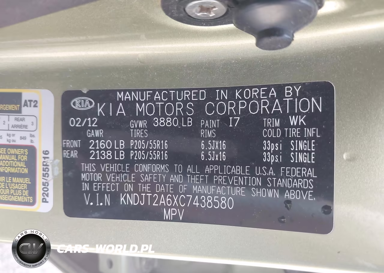 2012 Kia Soul + VIN:KNDJT2A6XC7438580 - 9