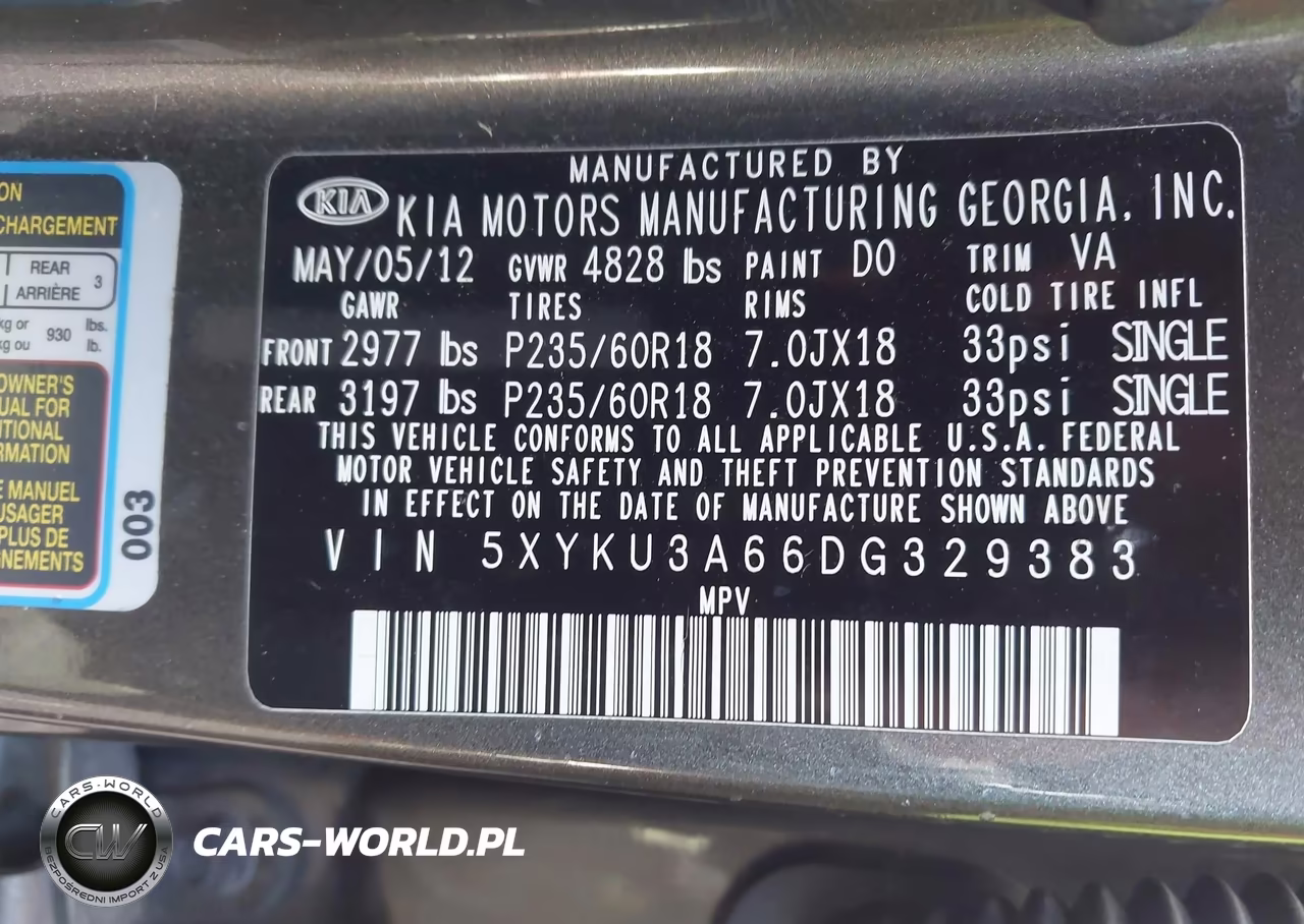 2013 Kia Sorento Ex VIN:5XYKU3A66DG329383 - 9