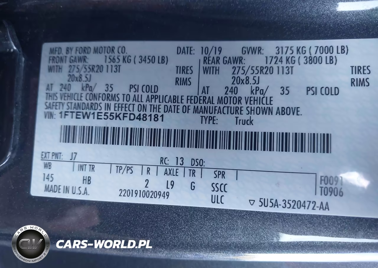 2019 Ford F-150 Lariat VIN:1FTEW1E55KFD48181 - 9