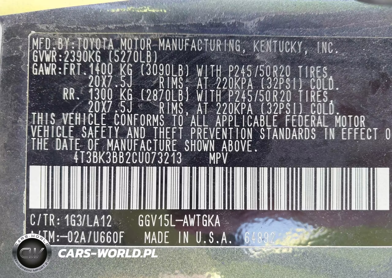 2012 Toyota Venza Limited V6 VIN:4T3BK3BB2CU073213 - 9