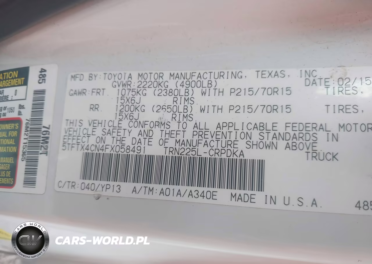 2015 Toyota Tacoma VIN:5TFTX4CN4FX058491 - 9