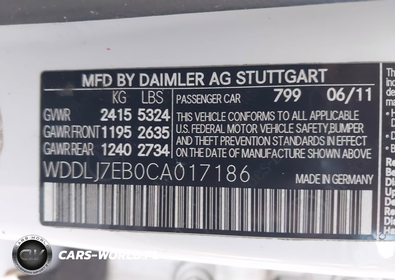 2012 Mercedes-Benz Cls 63 Amg VIN:WDDLJ7EB0CA017186 - 9