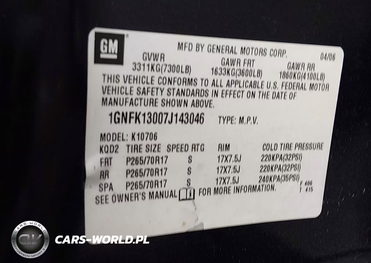 2007 Chevrolet Tahoe K1500 VIN:1GNFK13007J143046 - 9