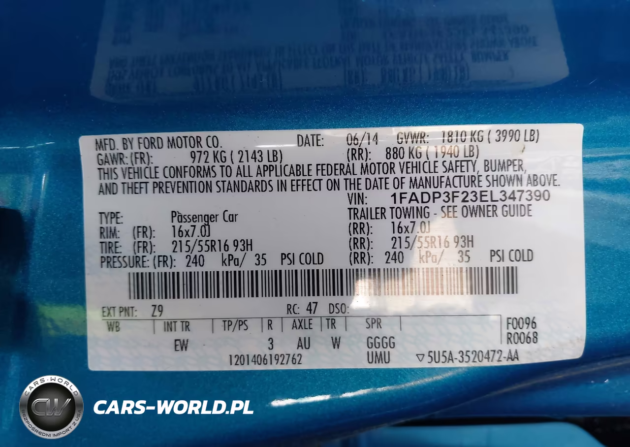 2014 Ford Focus Se VIN:1FADP3F23EL347390 - 9