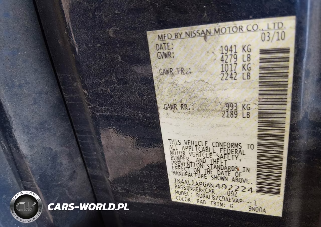 2010 Nissan Altima 2.5 S VIN:1N4AL2AP6AN492224 - 9