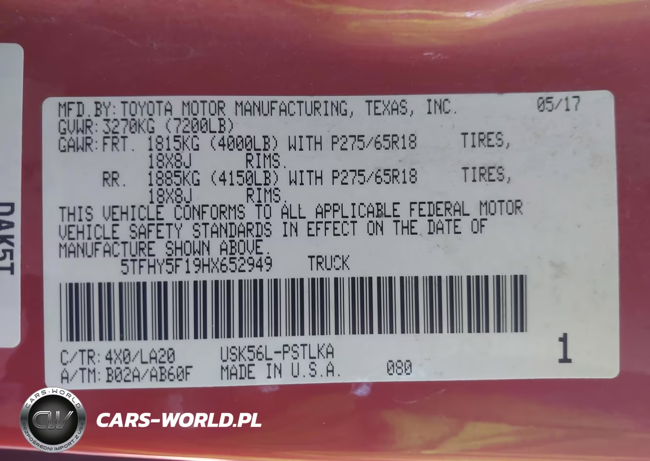 2017 Toyota Tundra Limited 5.7L V8 VIN:5TFHY5F19HX652949 - 9