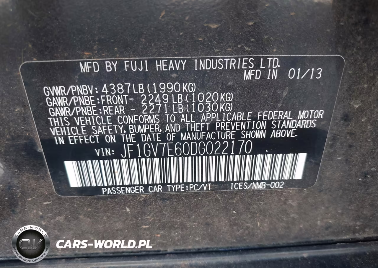 2013 Subaru Impreza Wrx VIN:JF1GV7E60DG022170 - 9