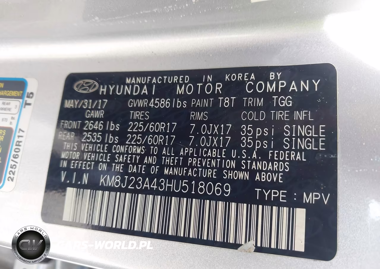 2017 Hyundai Tucson Se VIN:KM8J23A43HU518069 - 9