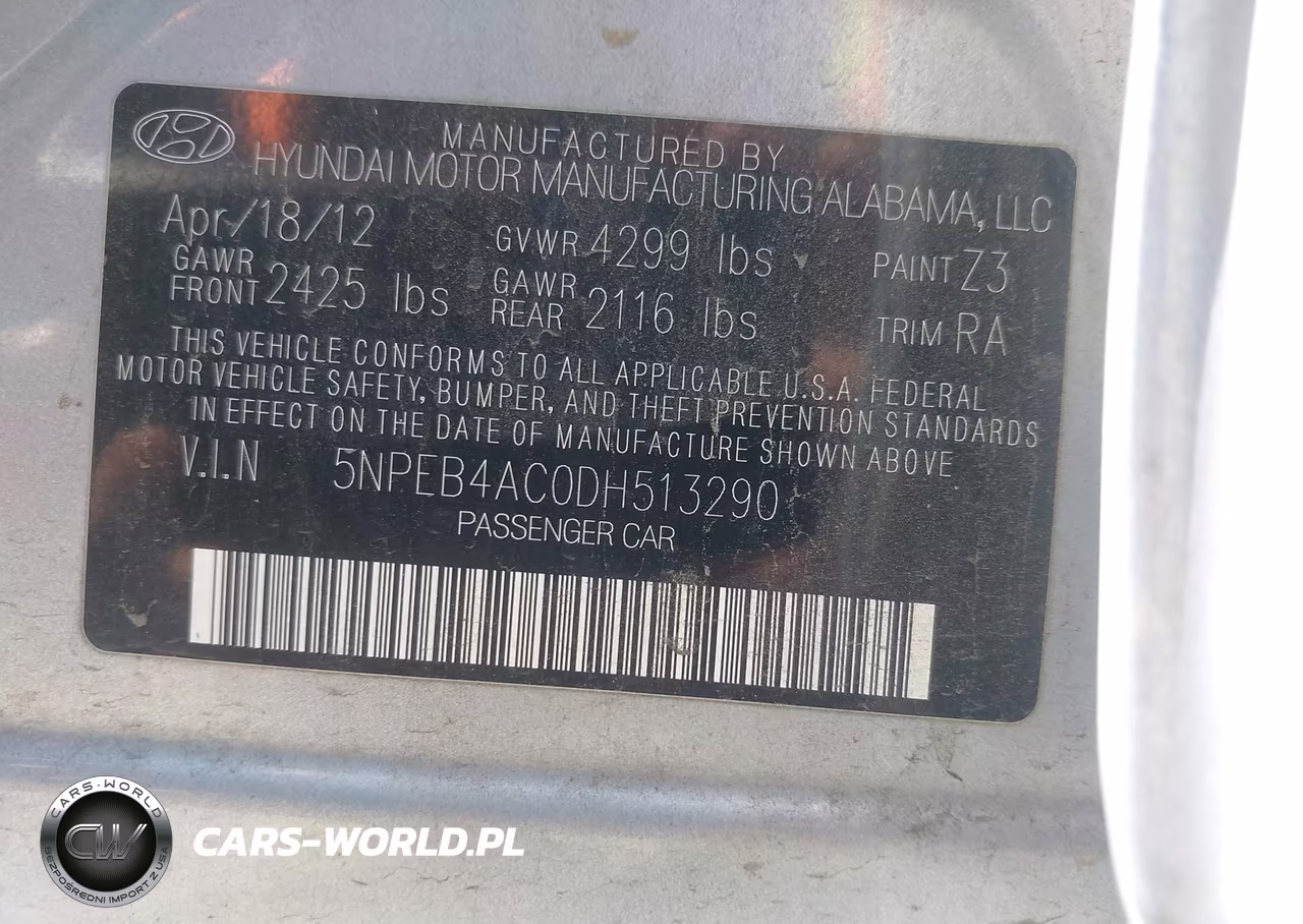 2013 Hyundai Sonata Gls VIN:5NPEB4AC0DH513290 - 9