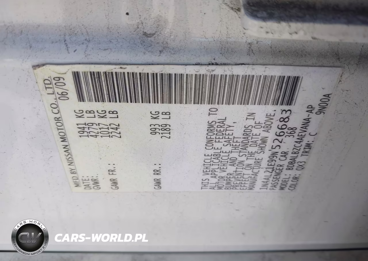 2009 Nissan Altima 2.5 S VIN:1N4AL21E99N526683 - 9