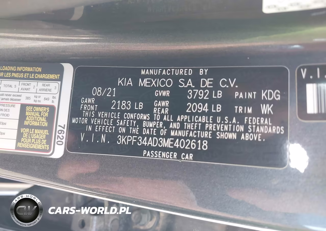 2021 Kia Forte Gt-Line VIN:3KPF34AD3ME402618 - 9