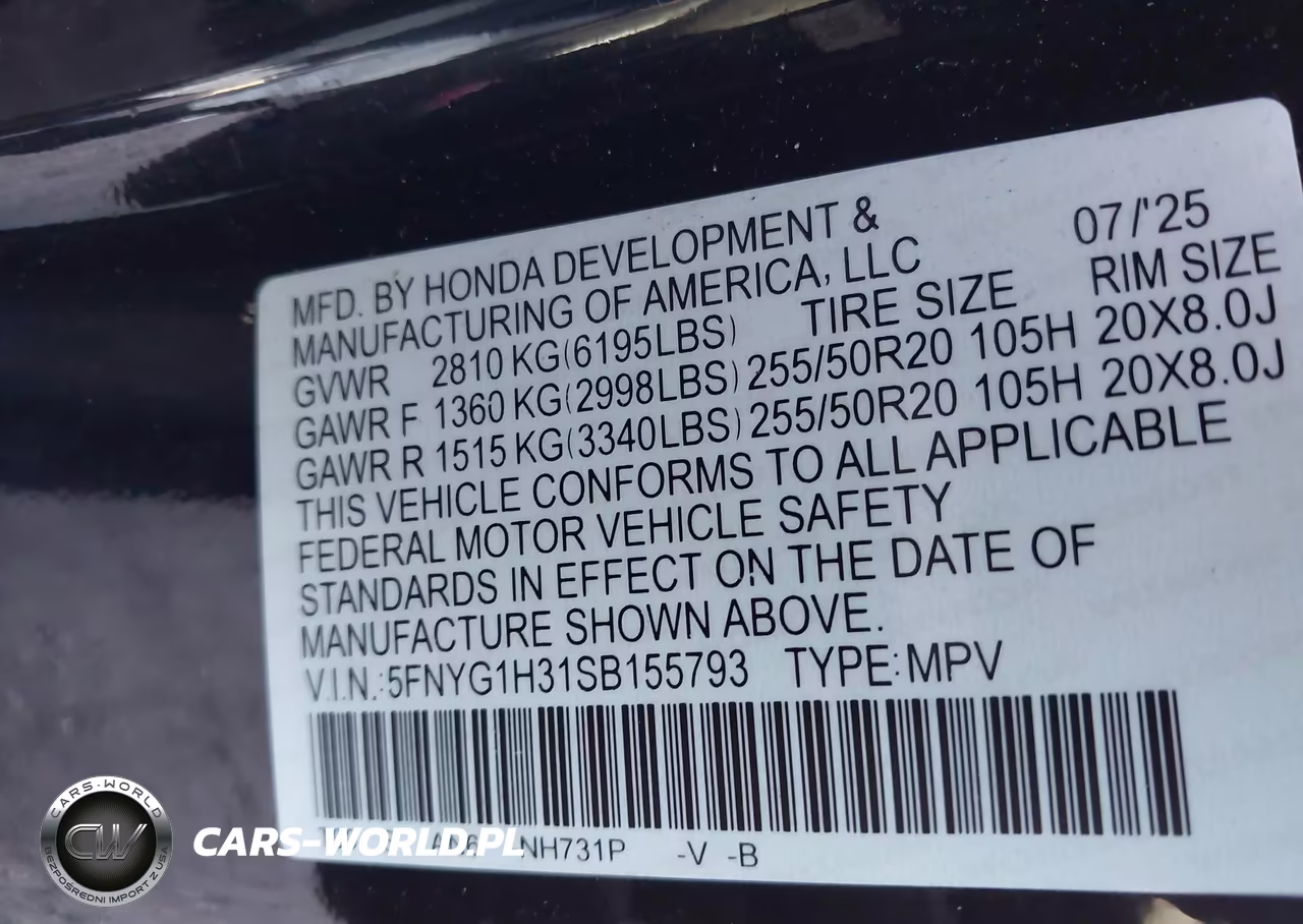 2025 Honda Pilot Sport VIN:5FNYG1H31SB155793 - 9