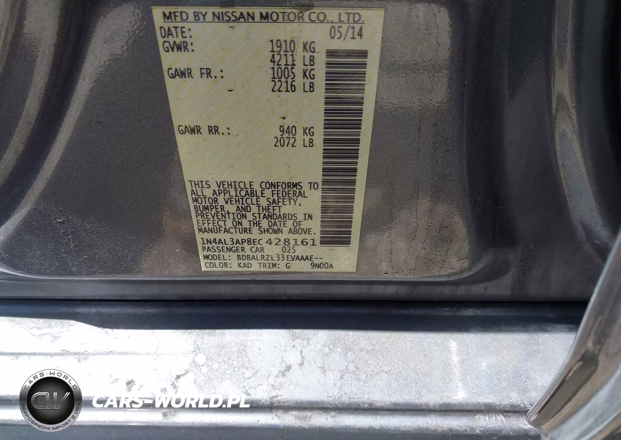 2014 Nissan Altima 2.5 S VIN:1N4AL3AP8EC428161 - 9