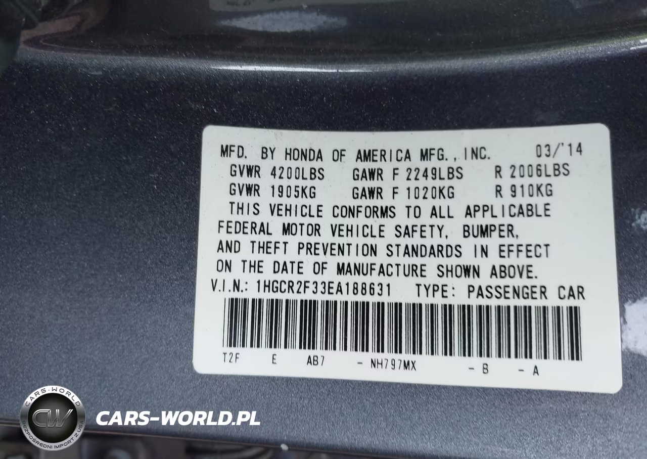 2014 Honda Accord Lx VIN:1HGCR2F33EA188631 - 9