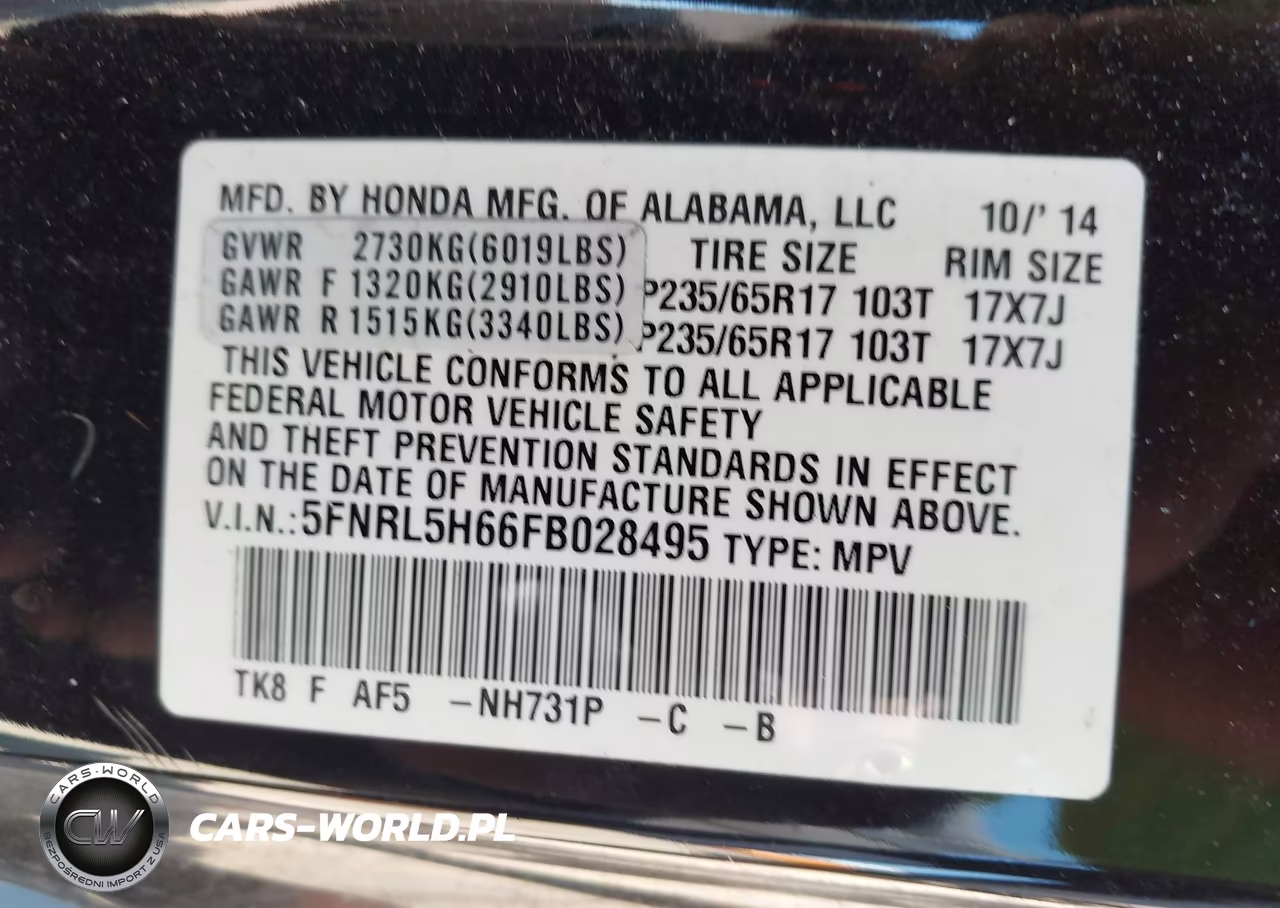 2015 Honda Odyssey Ex-L VIN:5FNRL5H66FB028495 - 9