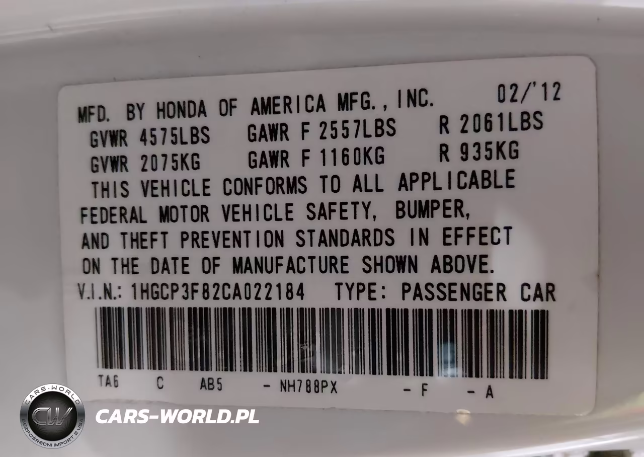 2012 Honda Accord 3.5 Ex-L VIN:1HGCP3F82CA022184 - 9