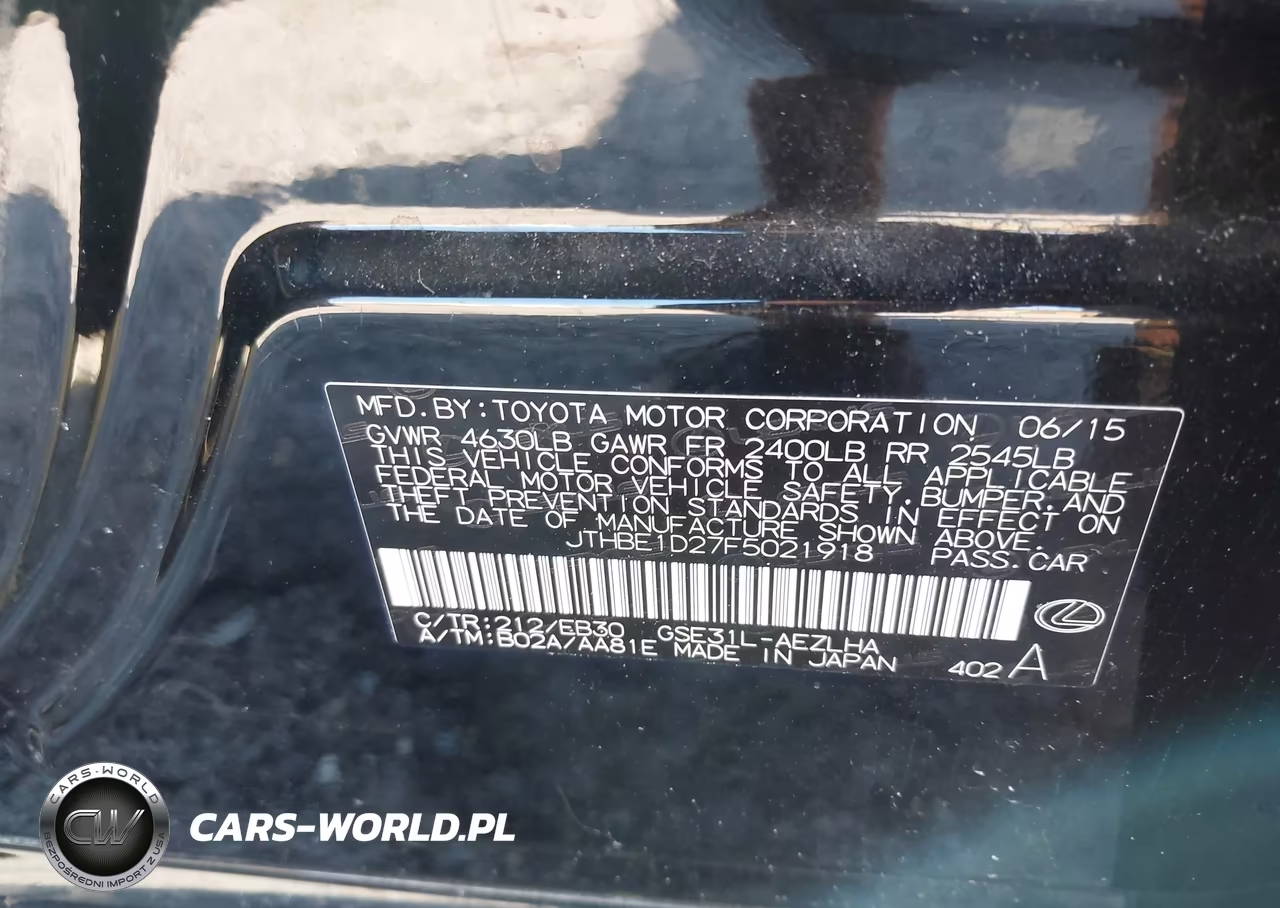 2015 Lexus Is 350 VIN:JTHBE1D27F5021918 - 9