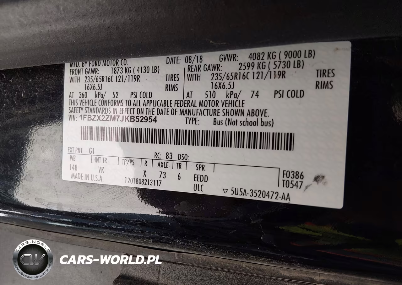 2018 Ford Transit-350 Xl VIN:1FBZX2ZM7JKB52954 - 9