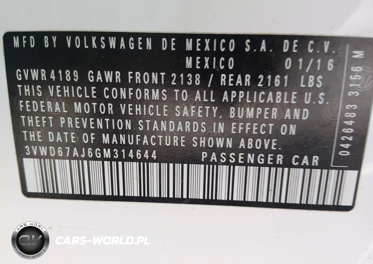 2016 Volkswagen Jetta 1.4T Se VIN:3VWD67AJ6GM314644 - 9