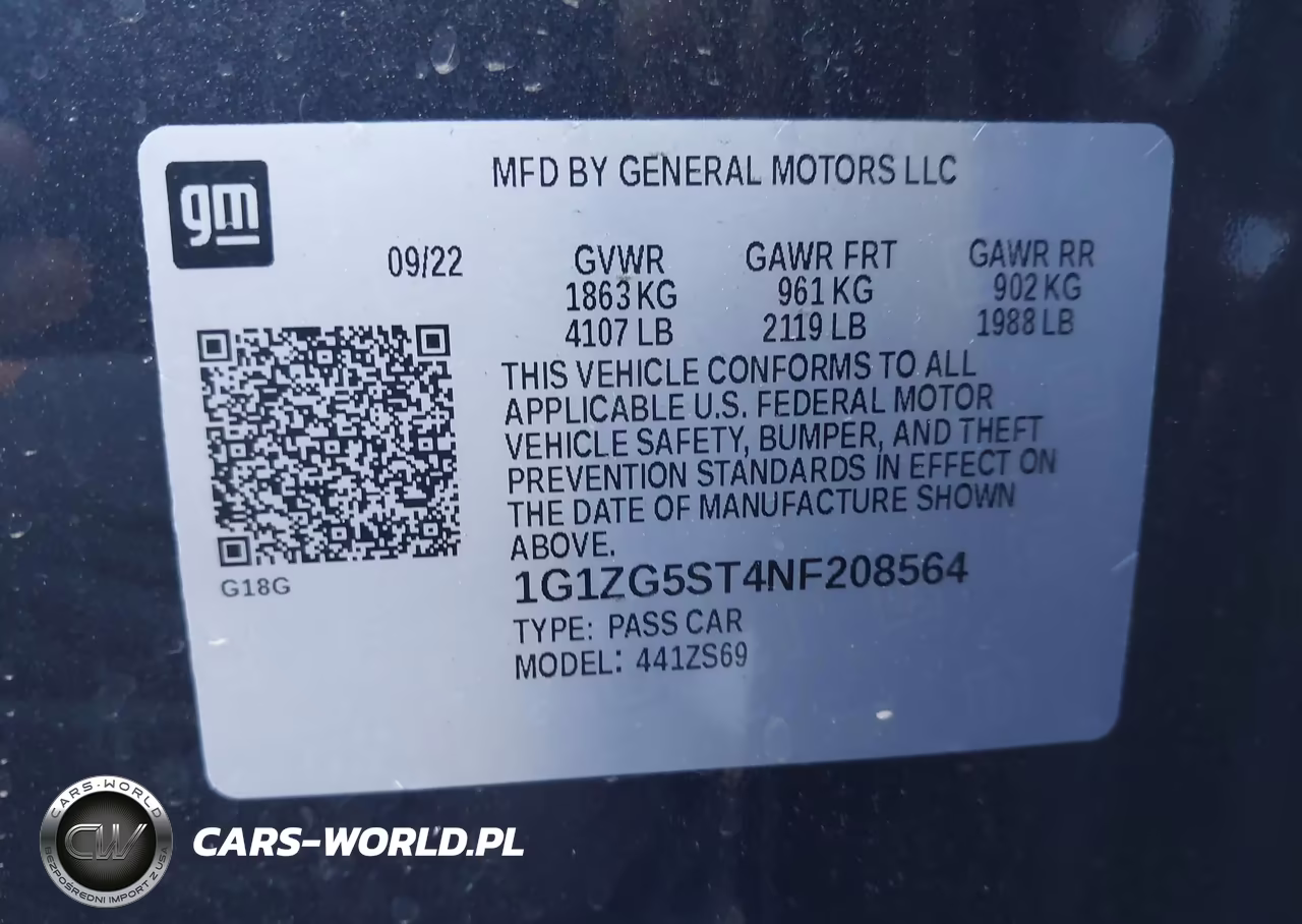 2022 Chevrolet Malibu Fwd Rs VIN:1G1ZG5ST4NF208564 - 9