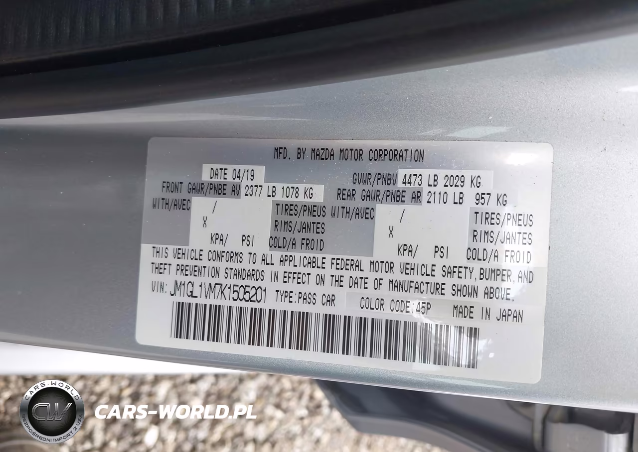 2019 Mazda Mazda6 Touring VIN:JM1GL1VM7K1505201 - 9