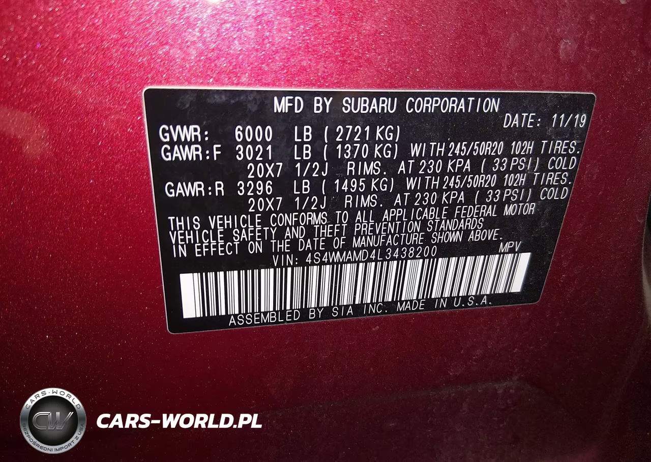 2020 Subaru Ascent Limited VIN:4S4WMAMD4L3438200 - 9