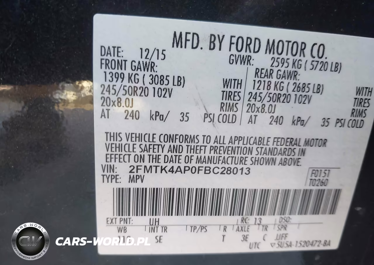 2015 Ford Edge Sport VIN:2FMTK4AP0FBC28013 - 9