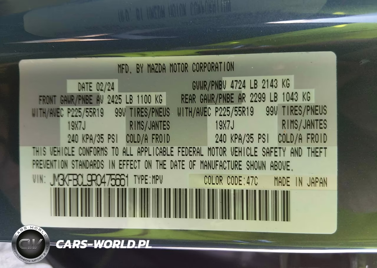 2024 Mazda Cx-5 2.5 S Carbon Edition VIN:JM3KFBCL9R0475661 - 9