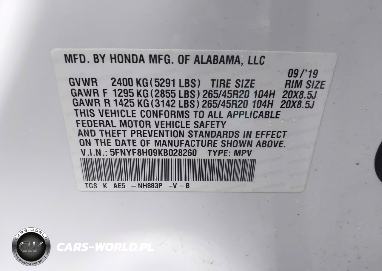 2019 Honda Passport Elite VIN:5FNYF8H09KB028260 - 9