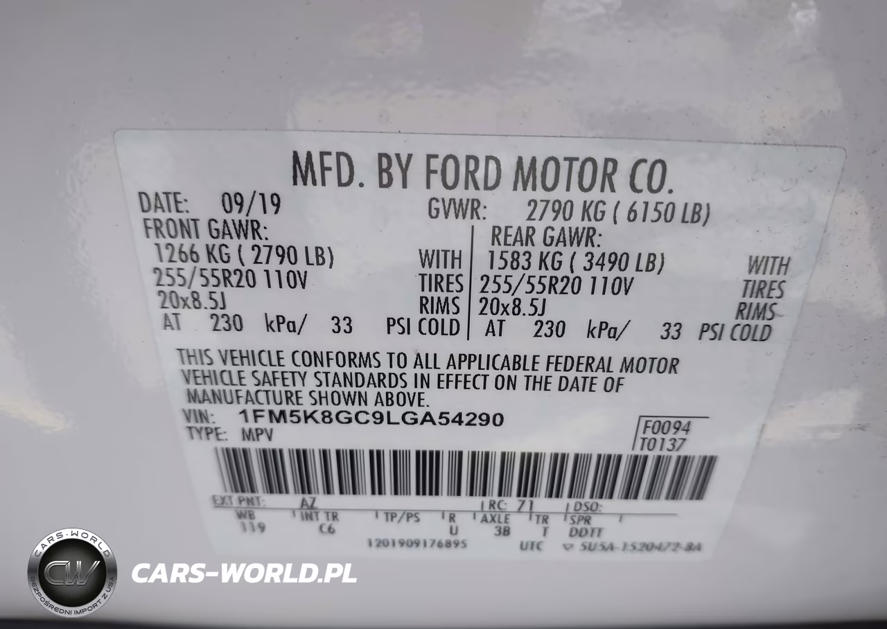 2020 Ford Explorer St VIN:1FM5K8GC9LGA54290 - 9